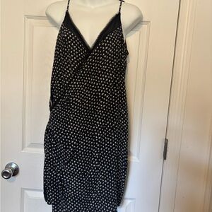 All Saints Black and White Slip Midi Dress Silk size 4